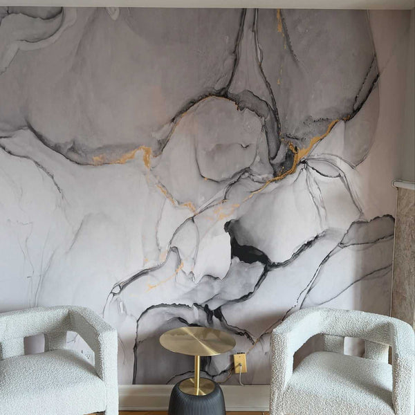 Fluid Gold & Gray Marble / Marbre fluide or et gris