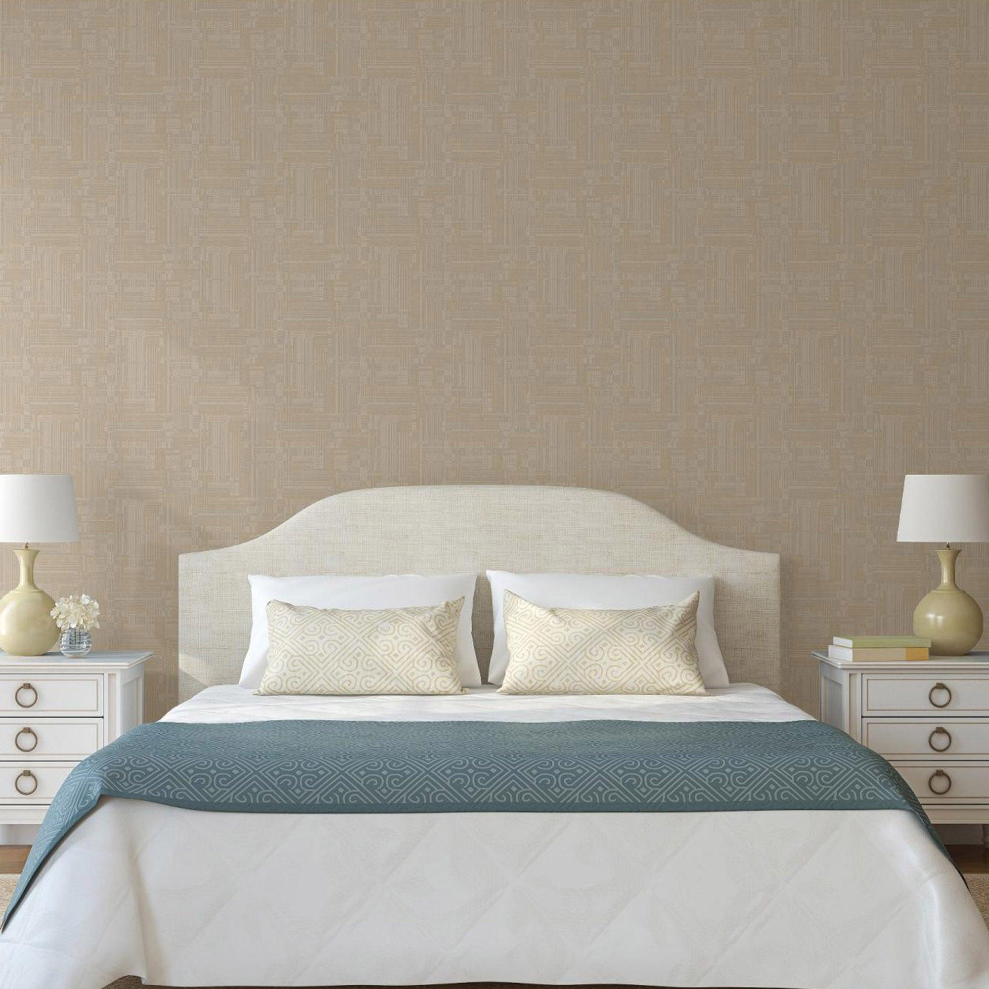 Modern Abstract Geometric Wallpaper, Stylish 3D Embossed Neutral Colors Wallcovering