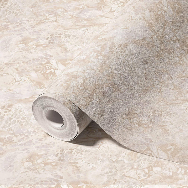Decorative Marble Embossed Light Beige Textured Wallpaper