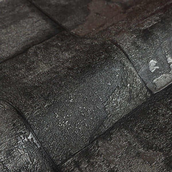 Elegant Black Stone Metallic Wallpaper