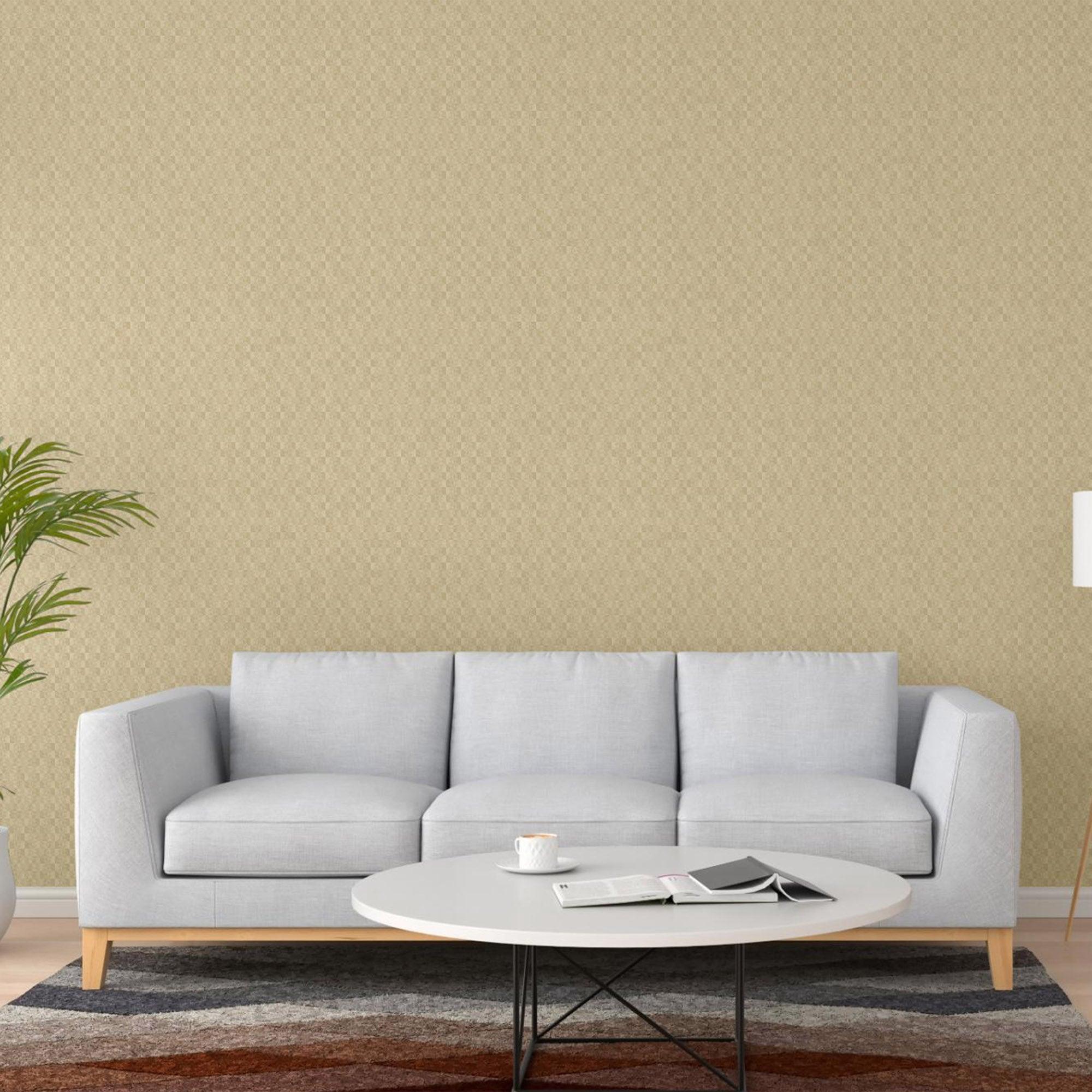 Solid Color Square Pattern Wallpaper, 3D Embossed Glossy Sleek Checkered Geometric Wallpaper