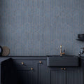 Rounded Shapes 3D Embossed Wallpaper, Dark Gray Velvet Flocked Geometric Elegant Wallcovering