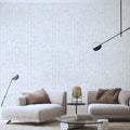 Rounded Shapes 3D Embossed Wallpaper, White Velvet Flocked Geometric Elegant Wallcovering