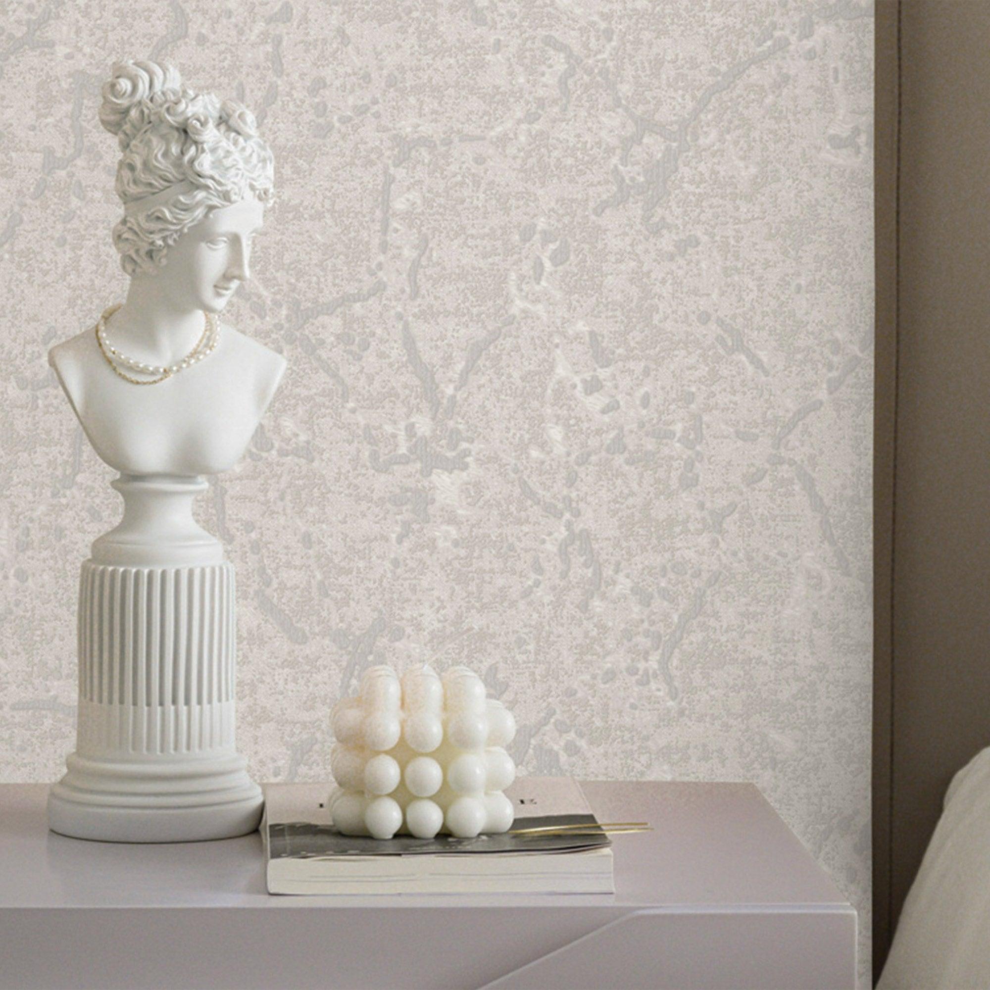 Sleek Abstract Embossed Wallpaper, Light Gray Rich Textured Plain Modern Shimmering Wall Decor, Non-Woven Wallcovering