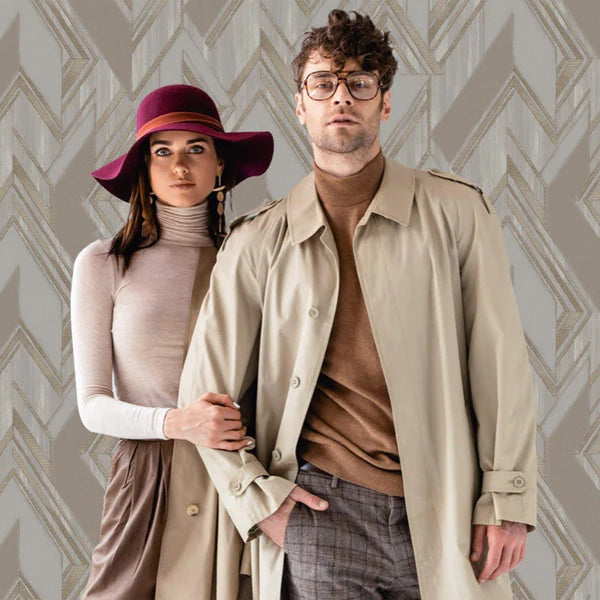 Stylish Herringbone Geometric Wallpaper