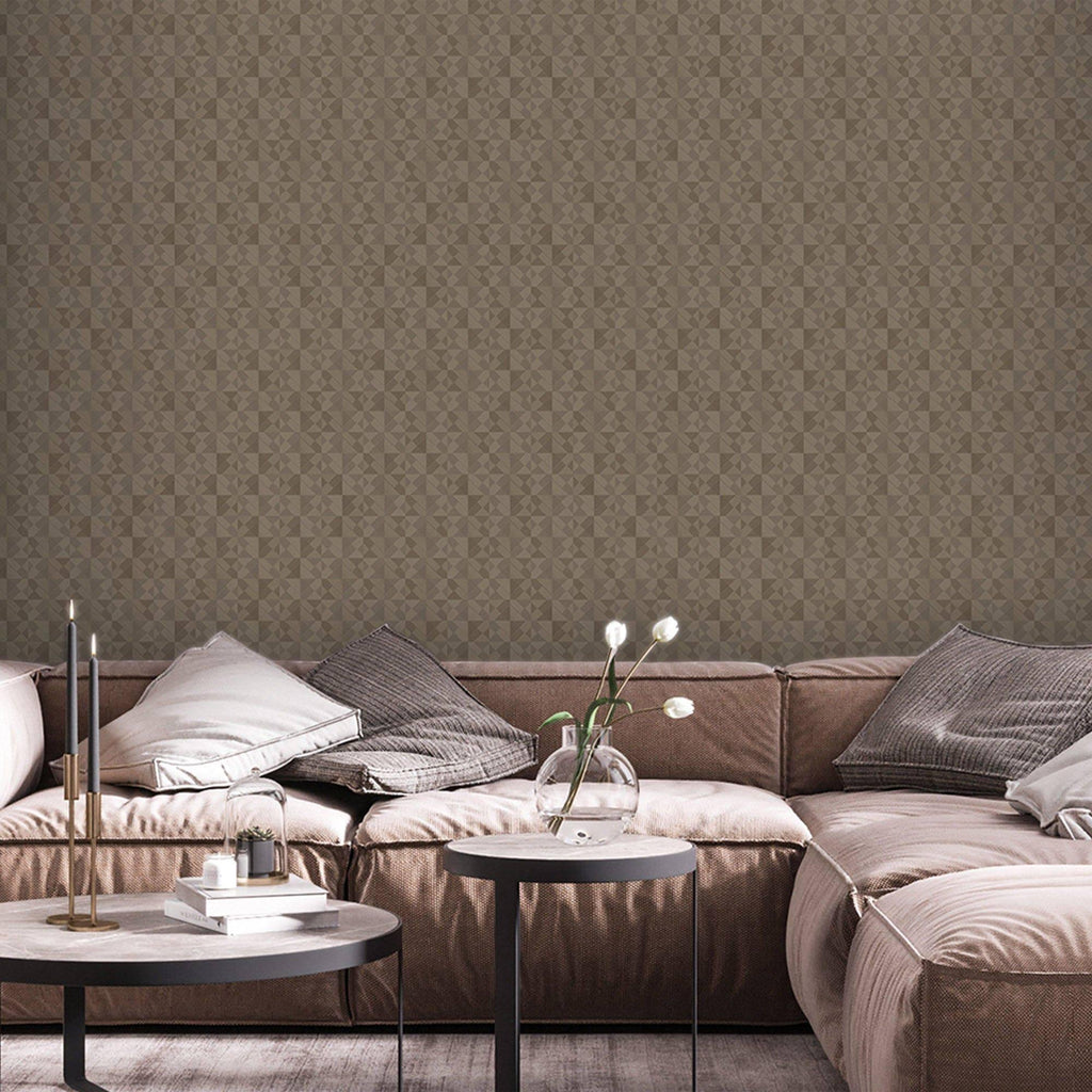 Solid Color Square Pattern Wallpaper, 3D Embossed Glossy Sleek Checkered Geometric Wallpaper