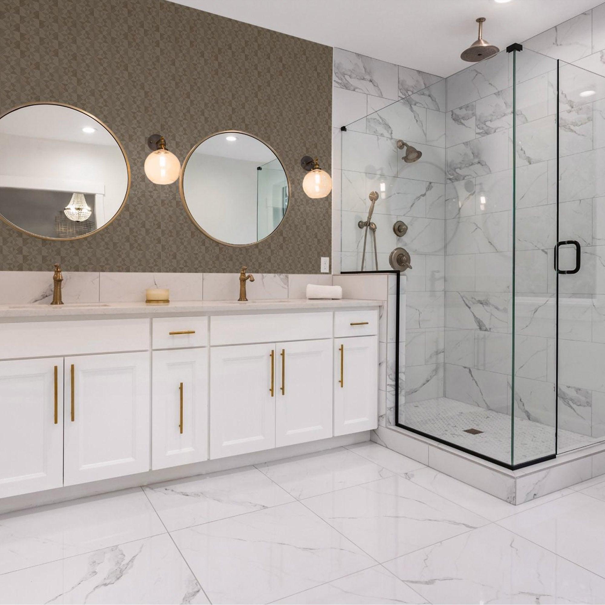 Solid Color Square Pattern Wallpaper, 3D Embossed Glossy Sleek Checkered Geometric Wallpaper
