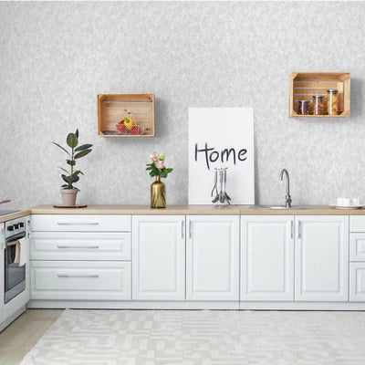 White Distressed Rustic 3D Embossed Wallpaper
