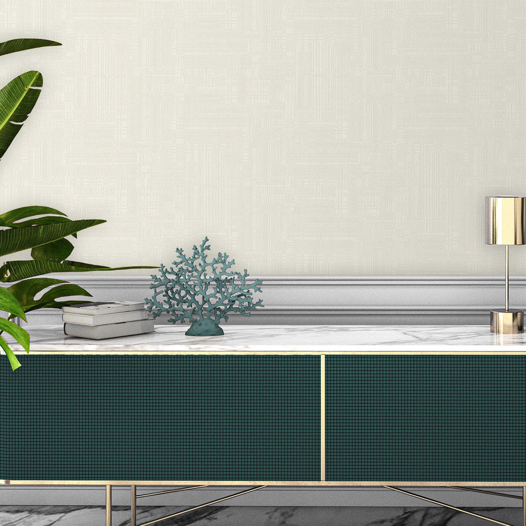 Modern Abstract Geometric Wallpaper, Stylish 3D Embossed Neutral Colors Wallcovering