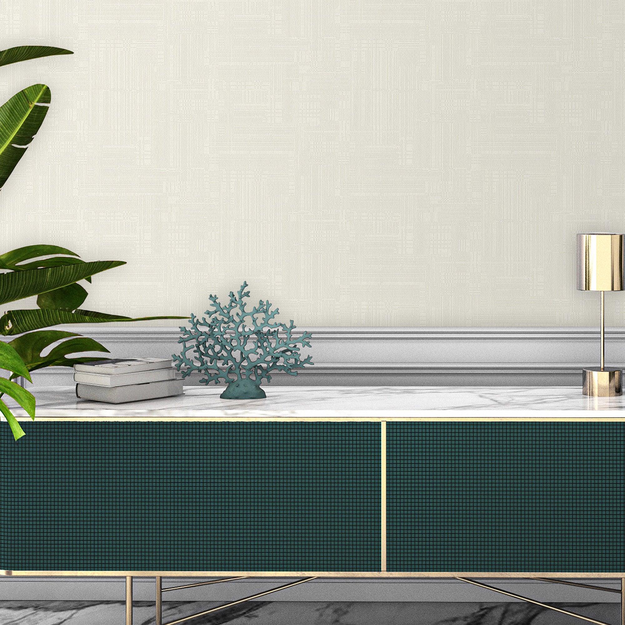 Modern Abstract Geometric Wallpaper, Stylish 3D Embossed Neutral Colors Wallcovering